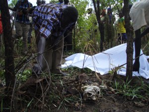 Elders in Odek Village, Gulu gather remains of people killed in the LRA war for reburrial. Rosebell Kagumire/2009